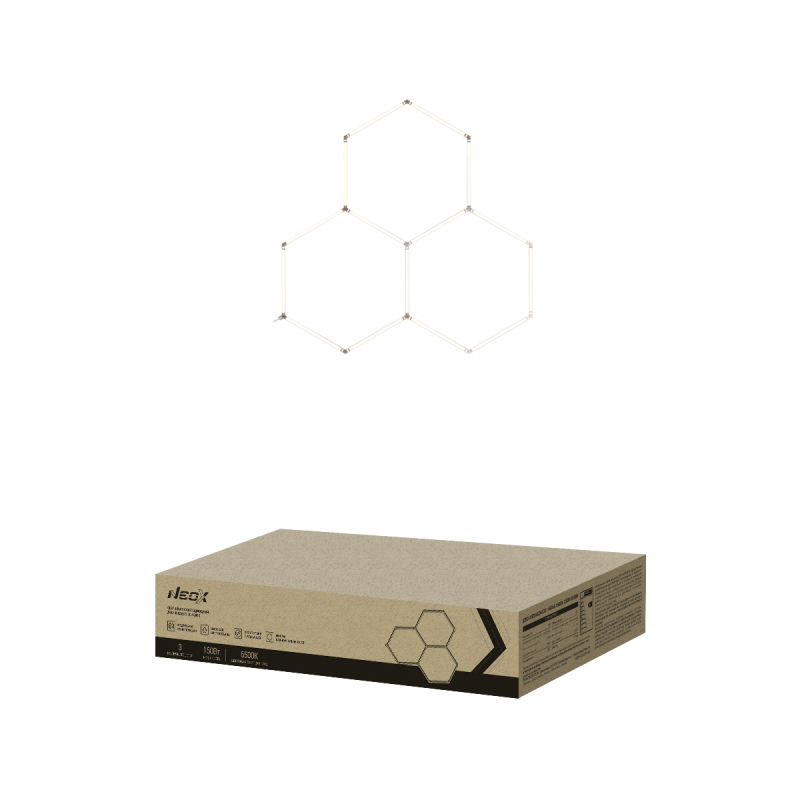 Светильник светодиодный ДБО-HEXAGON 3С-15065 150Вт 230В 6500К 3 соты 0.5м шнур с вилкой 1617x1611мм NEOX