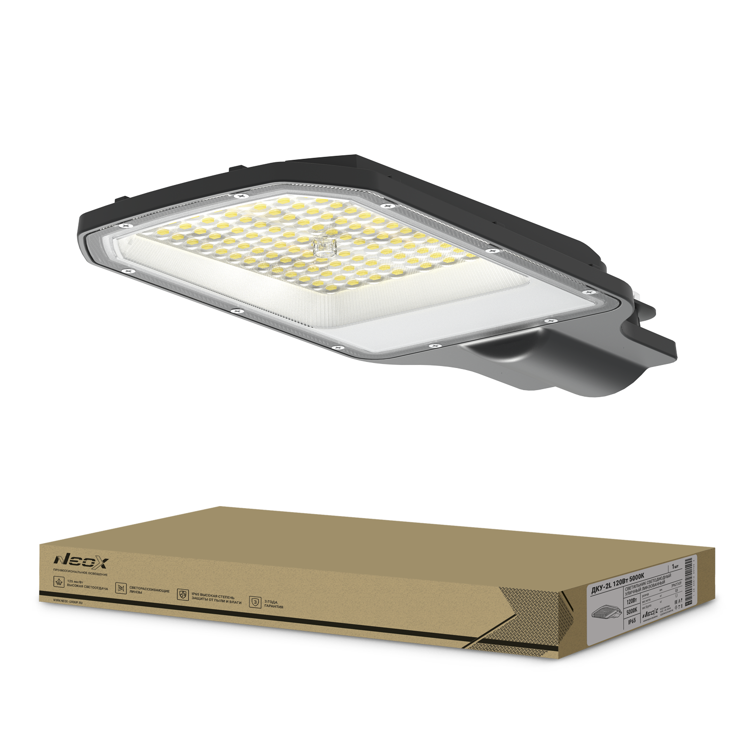 Светильник уличный линзованный светодиодный ДКУ-2L 120Вт 230В 5000К 15000 Лм 125лм/Вт 48-70мм IP65