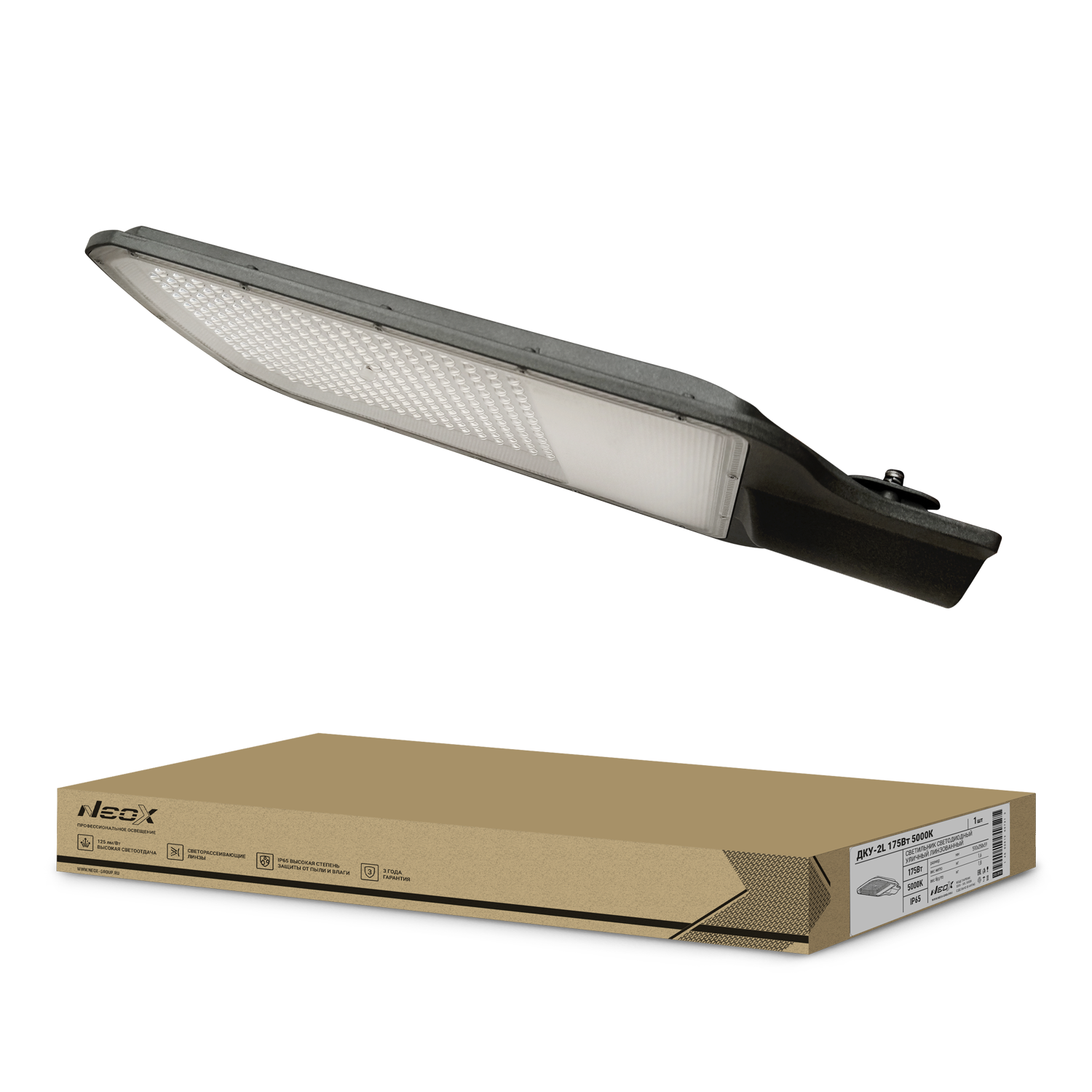 Светильник уличный линзованный светодиодный ДКУ-2L 175Вт 230В 5000К 21875Лм 125лм/Вт 48-70мм IP65