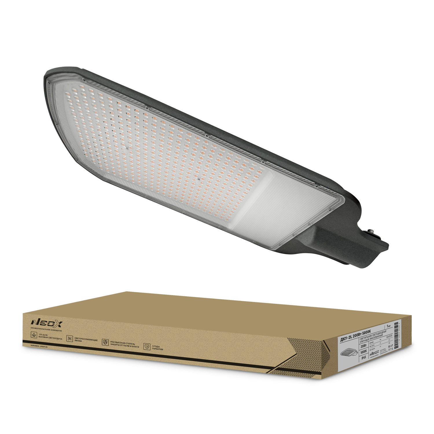 Светильник уличный линзованный светодиодный ДКУ-2L 200Вт 230В 5000К 25000 Лм 125лм/Вт 48-70мм IP65