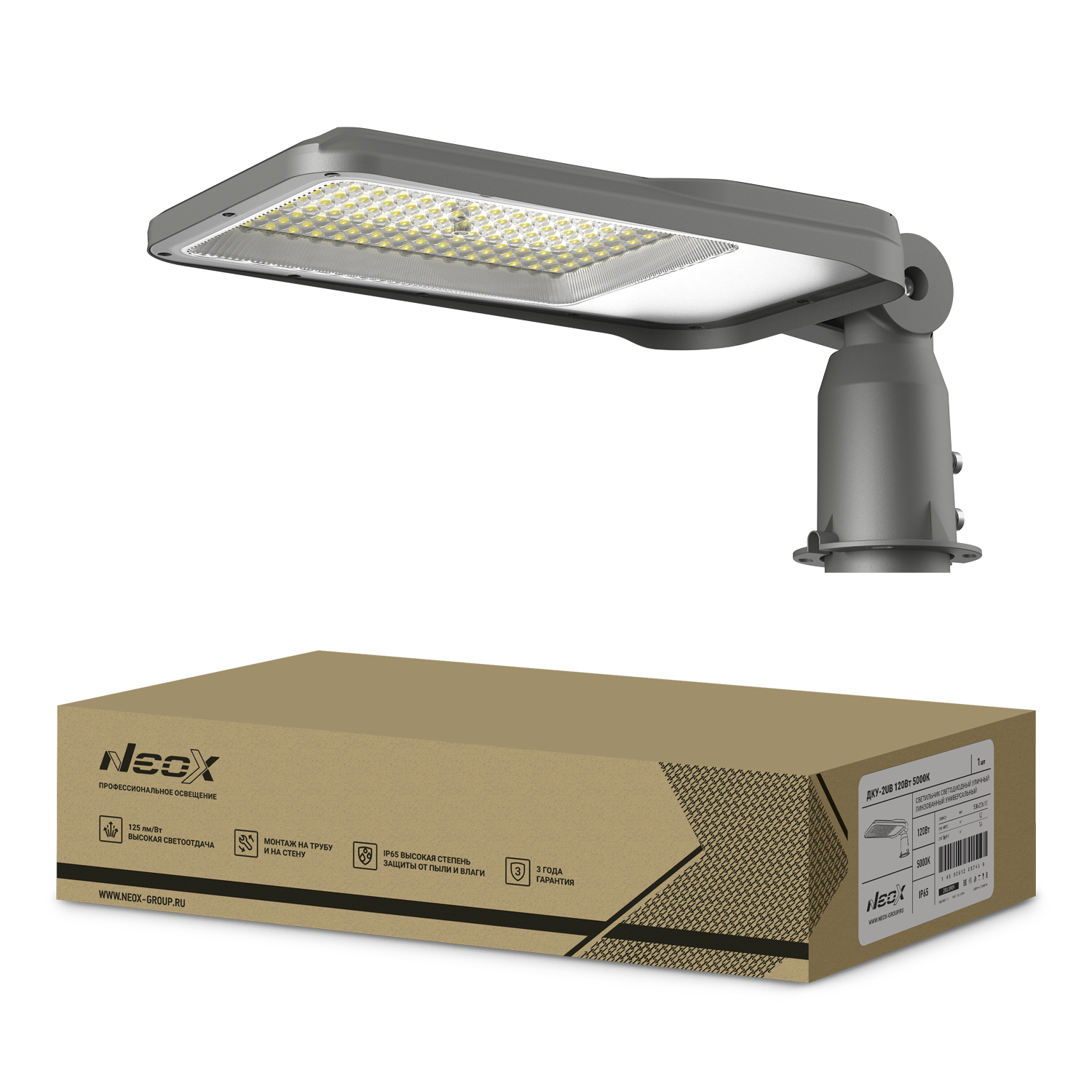 Светильник уличный линзованный светодиодный ДКУ-2UB 120Вт 230В 5000К 15000 Лм 125лм/Вт универсальный IP65