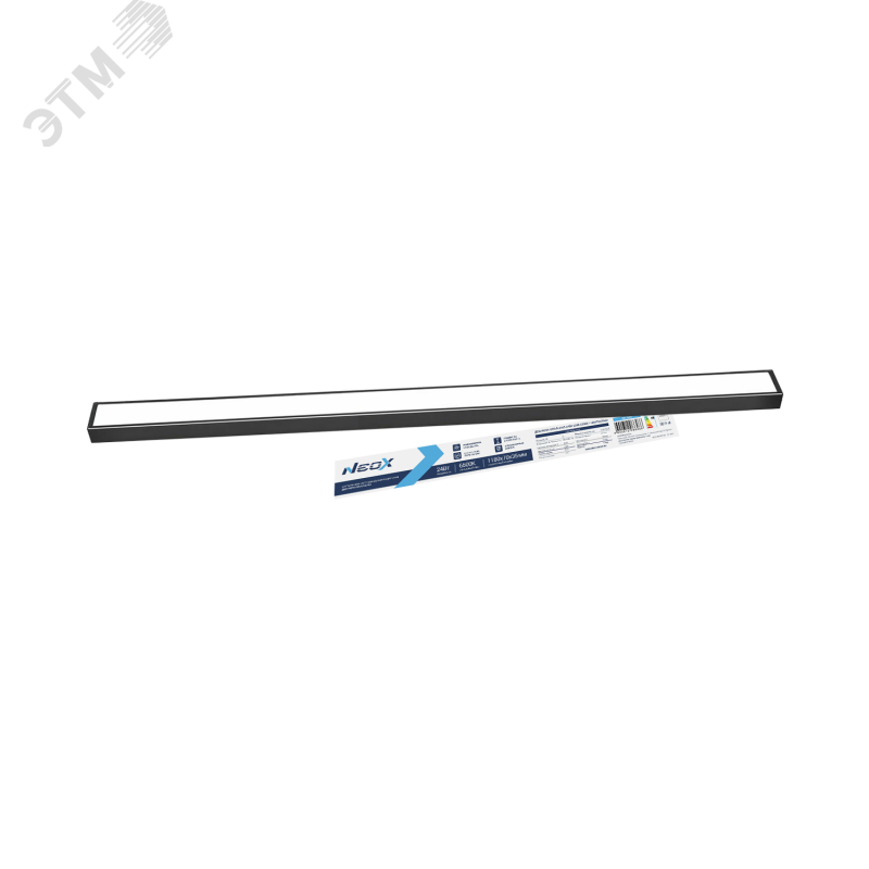 Изображение товара Светильник светодиодный подвесной ДБО-NOVA ОПАЛ-2465 24Вт 230В 6500К IP40 1180х70х35мм трос 2м черный NEOX (шт)