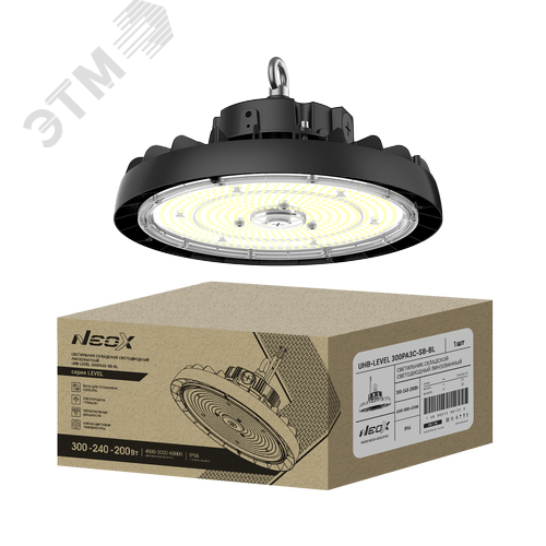 Изображение товара Светильник складской светодиодный UHB-LEVEL 300PA3C-SB-BL 100-277В 300/240/200Вт 175Лм/Вт 3CCT 5лет IP65 (шт)