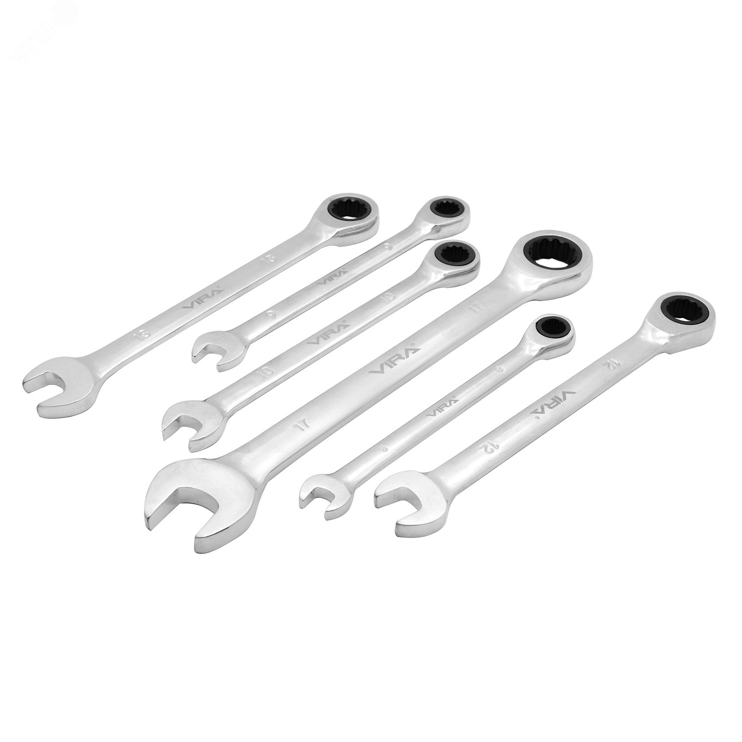 Изображение товара Набор комбинированных ключей-трещоток VIRA 6 предметов