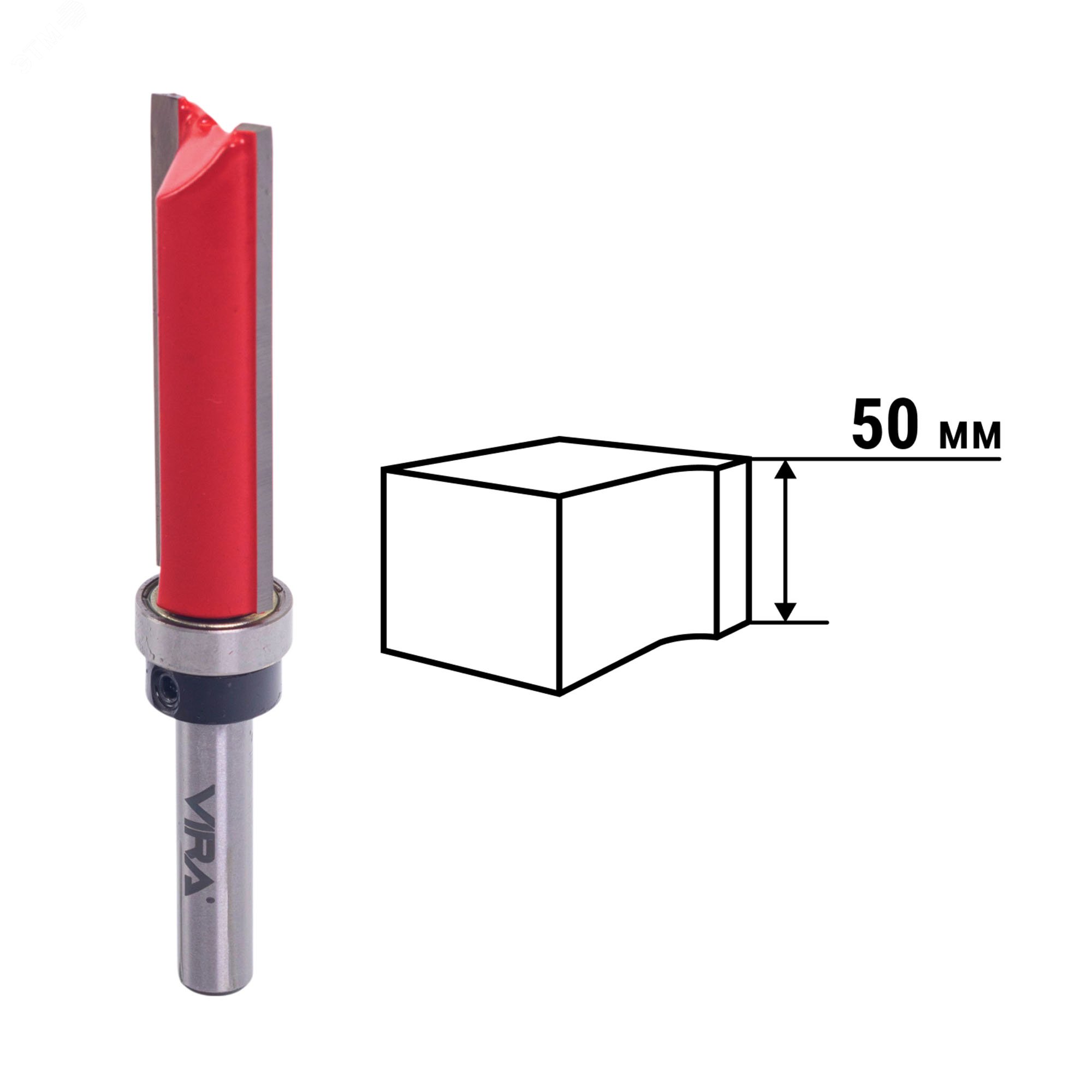 Изображение товара Фреза кромочная прямая с верхним подшипником 16 х 50 мм и хвостовиком 8 мм