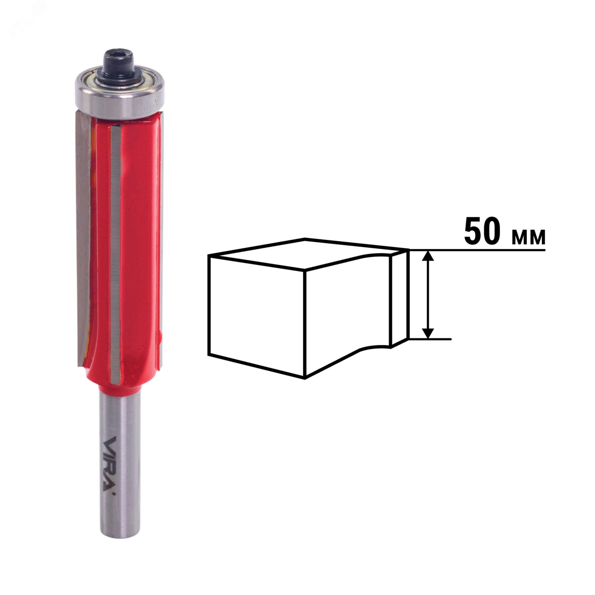 Изображение товара Фреза кромочная прямая с нижним подшипником 16x50 мм и хвостовиком 8 мм