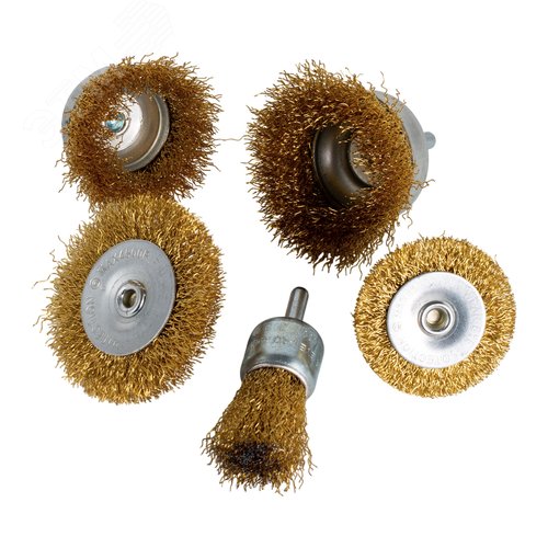 Изображение товара Набор щеток-крацовок для дрели и шуруповерта для удаления ржавчины 25 мм 50 мм 65 мм 5 шт (шт)