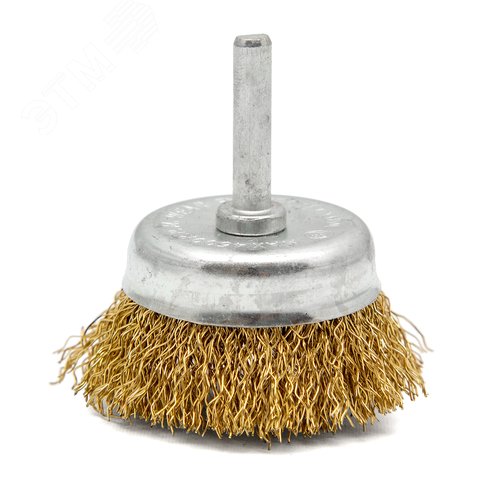 Изображение товара Щетка для дрели чашка с хвостовиком латунированная 50 мм (шт)