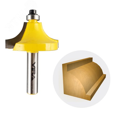 Изображение товара Фреза кромочная калевочная 38.1 х 19 мм R 12.5 мм подшипник 9.5 мм хвостовик 8 мм (шт)