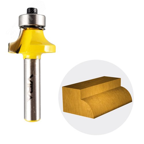 Изображение товара Фреза кромочная калевочная 25.4 х 13 мм R 6.35 мм подшипник 12.7 мм хвостовик 8 мм (шт)