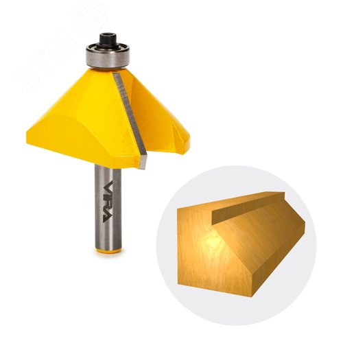 Изображение товара Фреза кромочная конусная 45 градусов 50.8 х 23 мм подшипник 12.7 мм хвостовик 8 мм (шт)