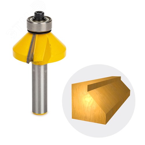 Изображение товара Фреза кромочная конусная 45 градусов 30.2 х 13 мм подшипник 12.7 мм хвостовик 8 мм (шт)