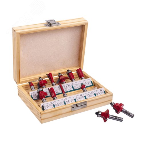 Изображение товара Набор фрез по дереву 12 шт в кейсе (шт)