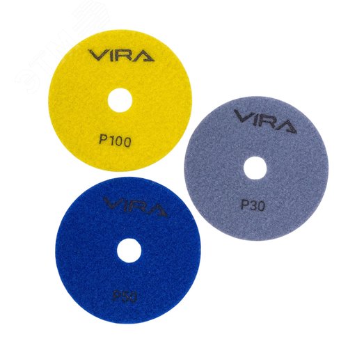 Изображение товара Набор алмазных гибких шлифовальных кругов 3 шт Р30 Р50 Р100 100 мм черепашка для керамогранита АГШК сухое шлифование (шт)