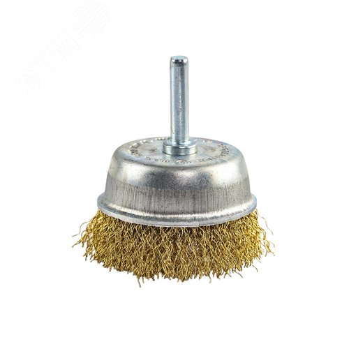 Изображение товара Щетка для дрели чашка с хвостовиком латунированная 65 мм (шт)