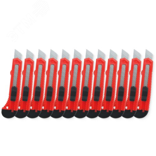 Изображение товара Набор ножей канцелярских строительных с сегментированным лезвием Push lock 18 мм 12 шт (шт)