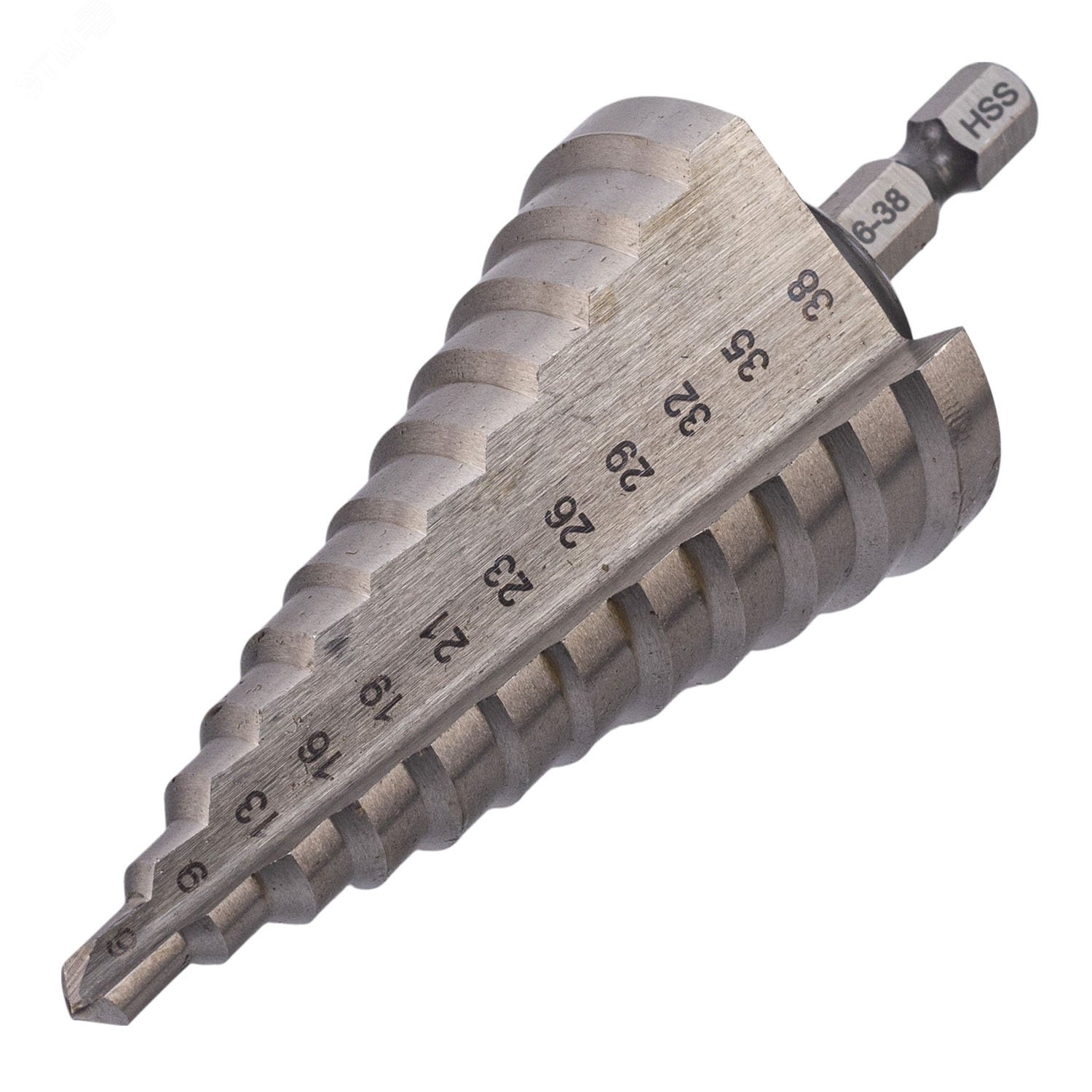 Изображение товара Сверло ступенчатое Р6М5 6-38 мм с шестигранным хвостовиком от Rage