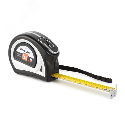 Изображение товара Рулетка строительная 5 м х 19 мм двухсторонняя с магнитом и автостопом и двухсторонним зацепом (шт)