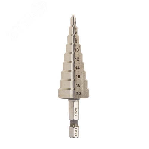 Изображение товара Сверло ступенчатое Р6М5 с шестигранным хвостовиком 4-20 мм (шт)