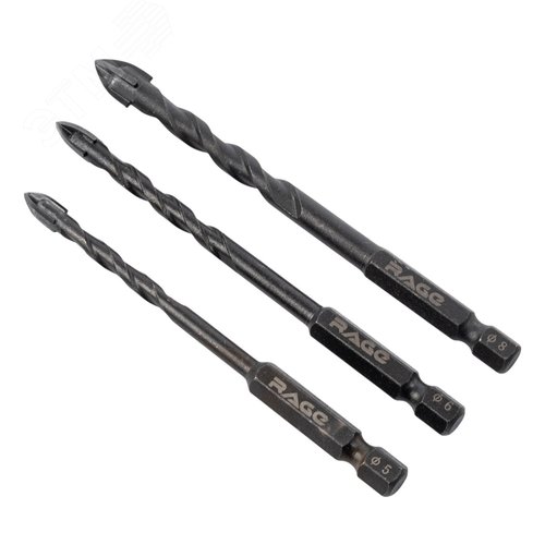 Изображение товара Набор сверл по стеклу и керамике 5 мм 6 мм 8 мм Quadro-X HEX 3 шт (шт)