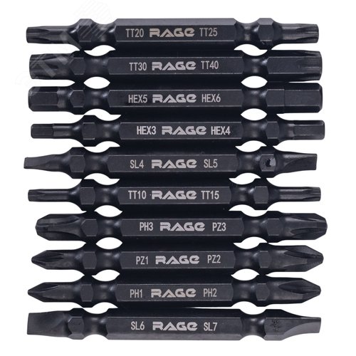 Изображение товара Биты двусторонние 10 шт S2 PH PZ SL TORX HEX 65 мм (шт)