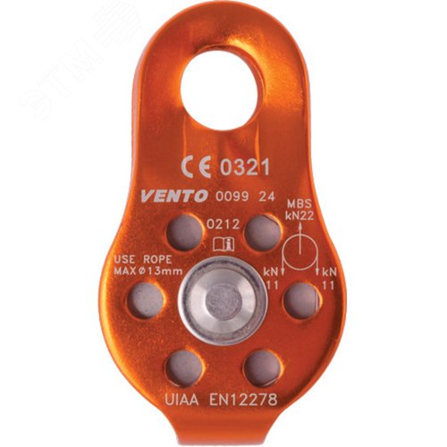 Изображение товара Ролик. Блок-ролик одинарный Спасатель ЛЮКС дюраль с подшипником (шт)