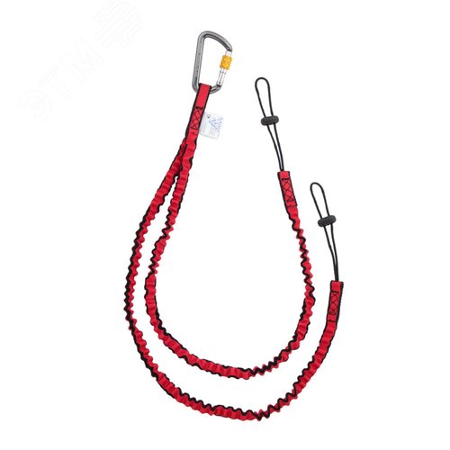 Изображение товара СЗПИ. Стропа двойная эластичная с петлей для крепления инструмента (до 10 кг) с карабином «Мини» с муфтой (шт)