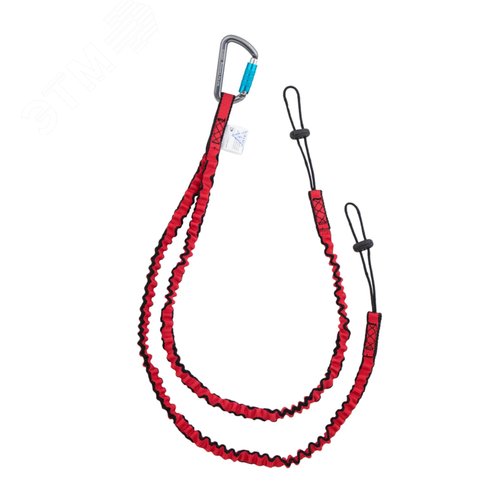 Изображение товара СЗПИ. Стропа двойная эластичная с петлей для крепления инструмента (до 10 кг) с карабином Мини с байонетной муфтой (шт)