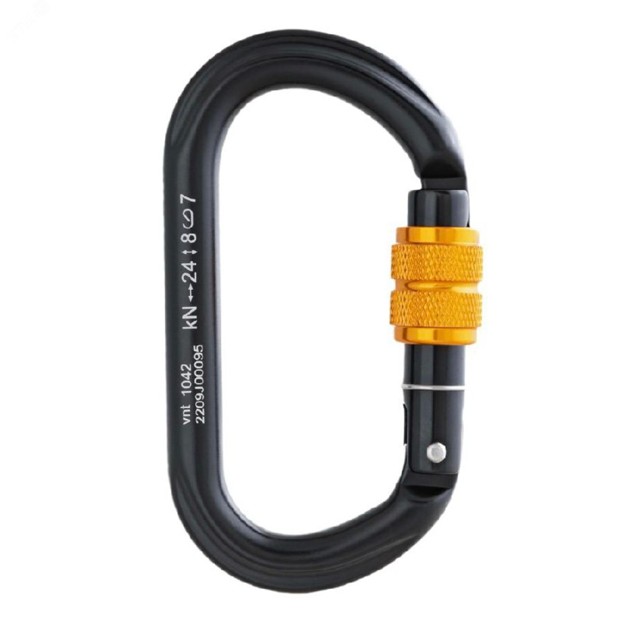 Изображение товара Карабин овал с муфтой черный VENTO для альпинизма и страховки