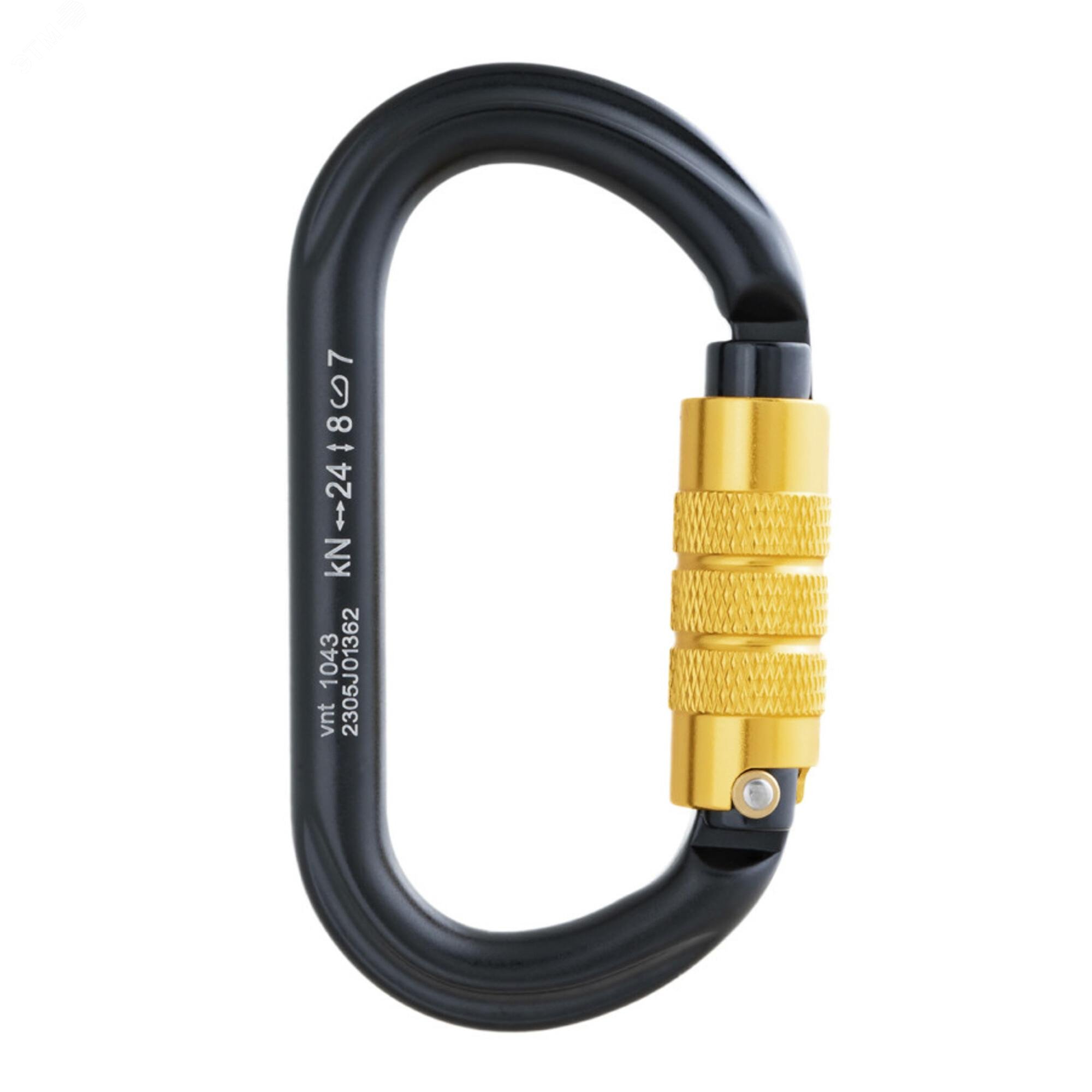 Изображение товара Карабин Овал с байонетной муфтой черный ВENTO 83 г для страховки и крепежа