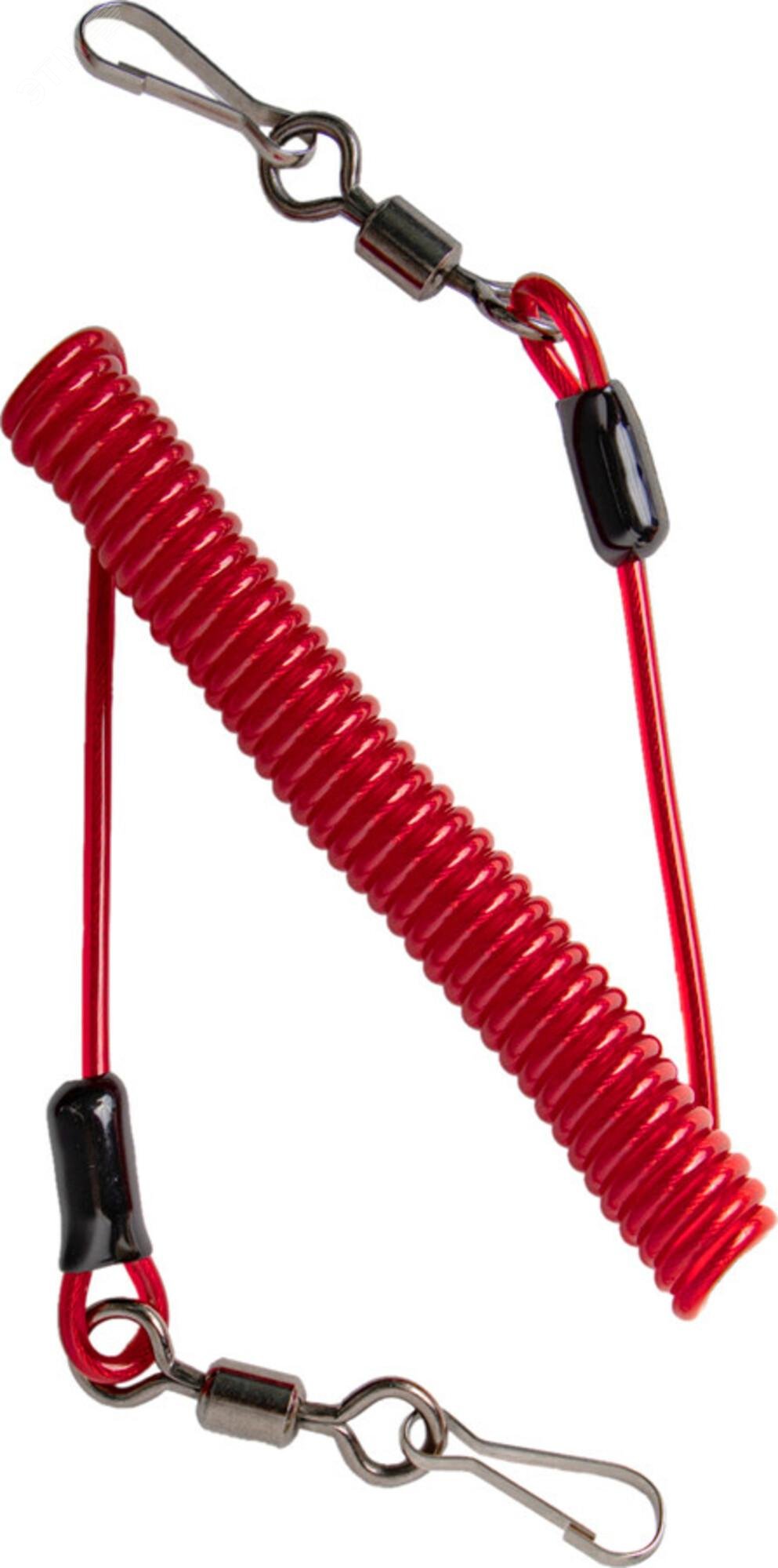 Изображение товара Спиралевидный привязной шнур с двумя карабинами красного цвета ВЕНТО
