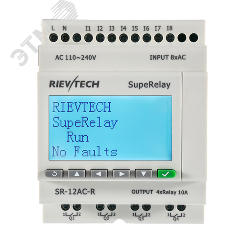 Изображение товара Контроллер программируемый логический 110-240 VAC, 8DI, 4DO(10A), RTC, FBD, Ethernet, LCD (шт)