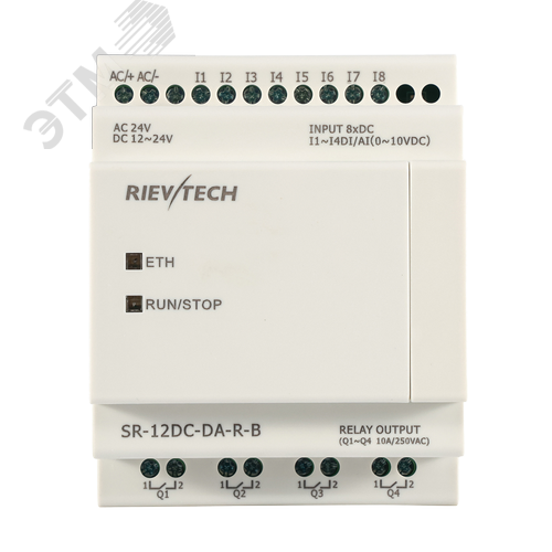 Изображение товара Контроллер программируемый логический 12-24 VDC, 8DI(4AI/0_10V), 4DO(10A), RTC, FBD, Ethernet,БЕЗ ДИСПЛЕЯ (шт)