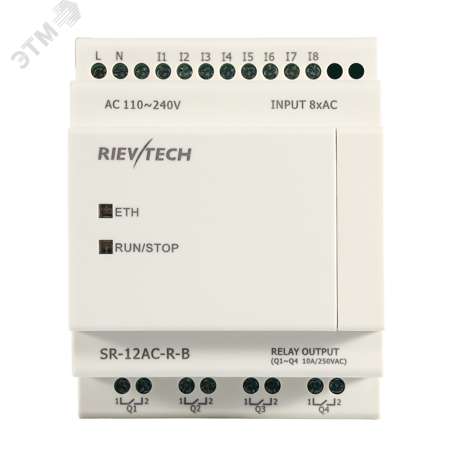 Изображение товара Контроллер программируемый логический 110-240 VAC, 8DI, 4DO(10A), RTC, FBD, Ethernet, БЕЗ ДИСПЛЕЯ (шт)