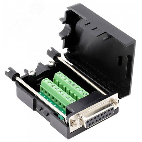 Изображение товара Разъем DB15 с пластиковым кожухом и клеммной колодкой для промышленного оборудования