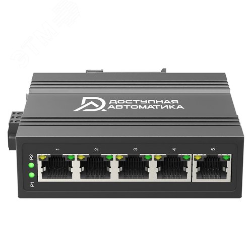 Изображение товара Коммутатор неуправляемый 5 портов RJ45 100Мбит на DIN-рейку, двойное питание 12-58В DC (шт)