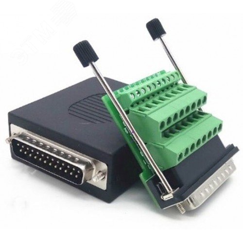 Изображение товара Разъём DB25 с пластиковым кожухом и клеммной колодкой (порт папа) (шт)