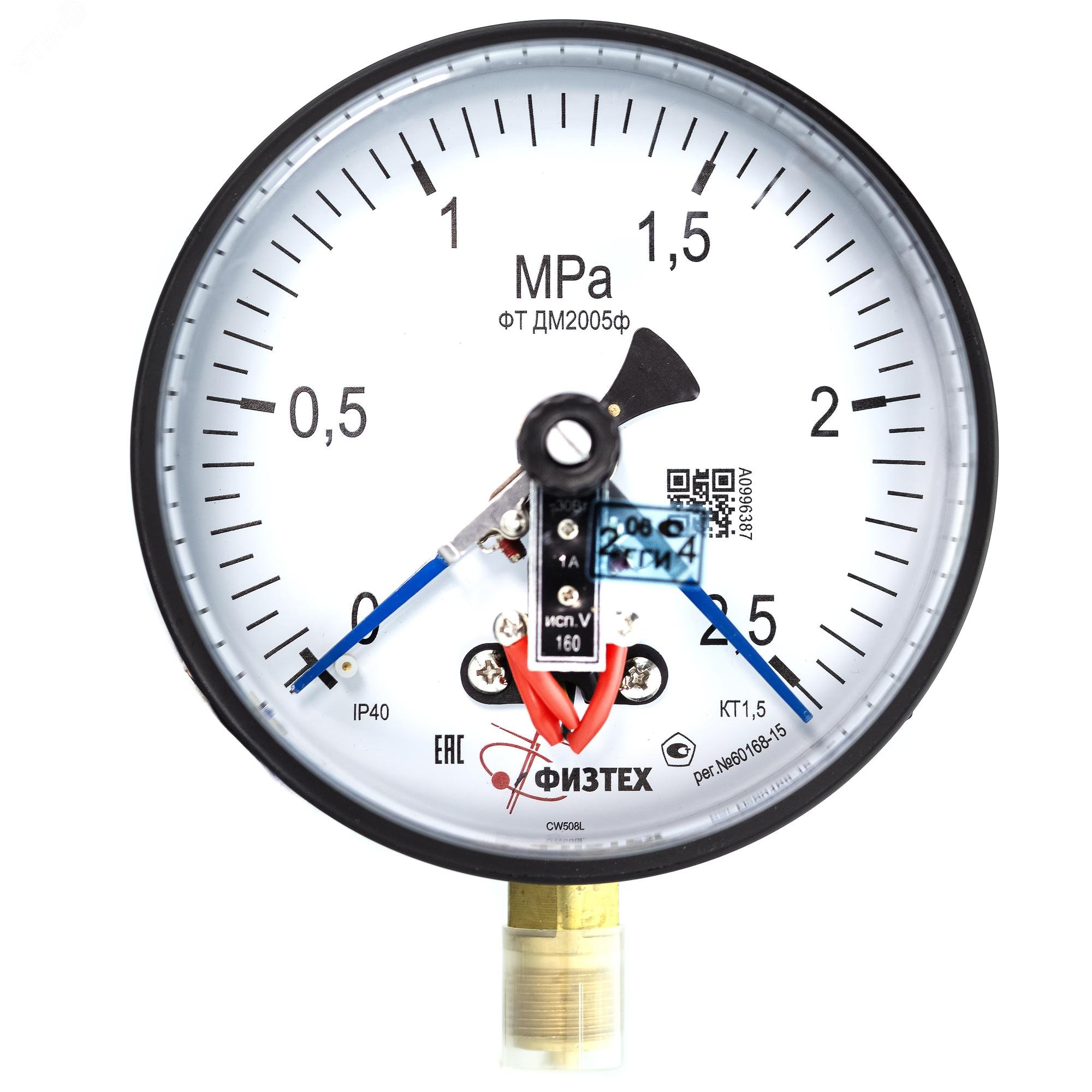 Изображение товара Электроконтактный манометр ДМ2005ф 25 бар 160 мм Россия Физтех