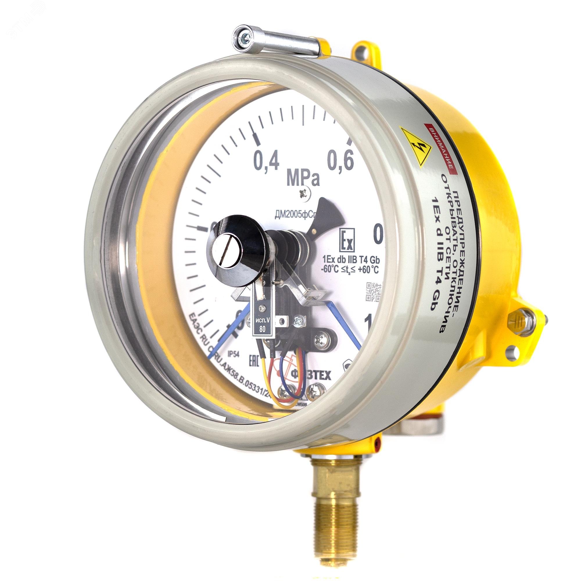 Изображение товара Электроконтактный взрывозащищенный манометр ДМ2005ф Сг 1Exd 10 Бар Россия Физтех