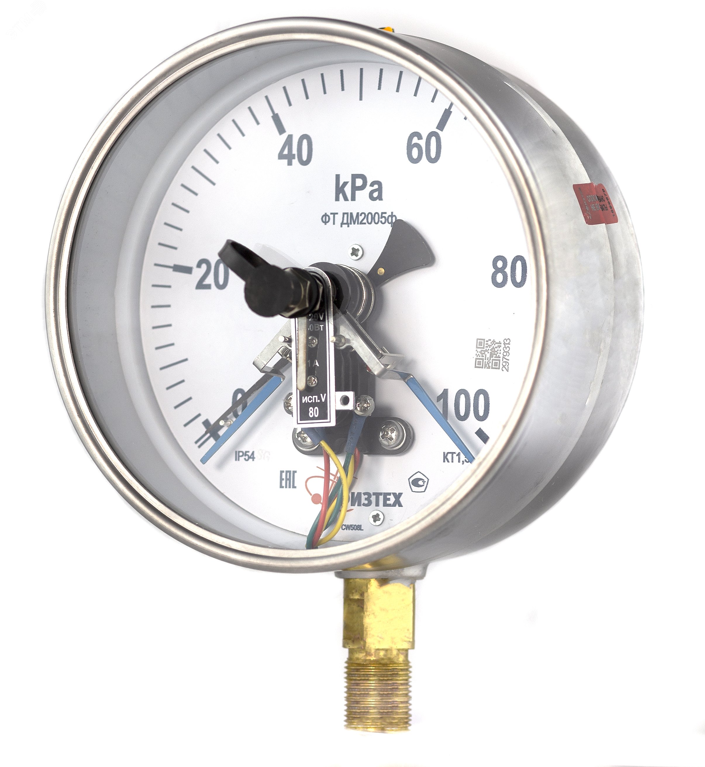 Изображение товара Манометр электроконтактный ДМ2005ф 0-100 кПа пылевлагозащищенный