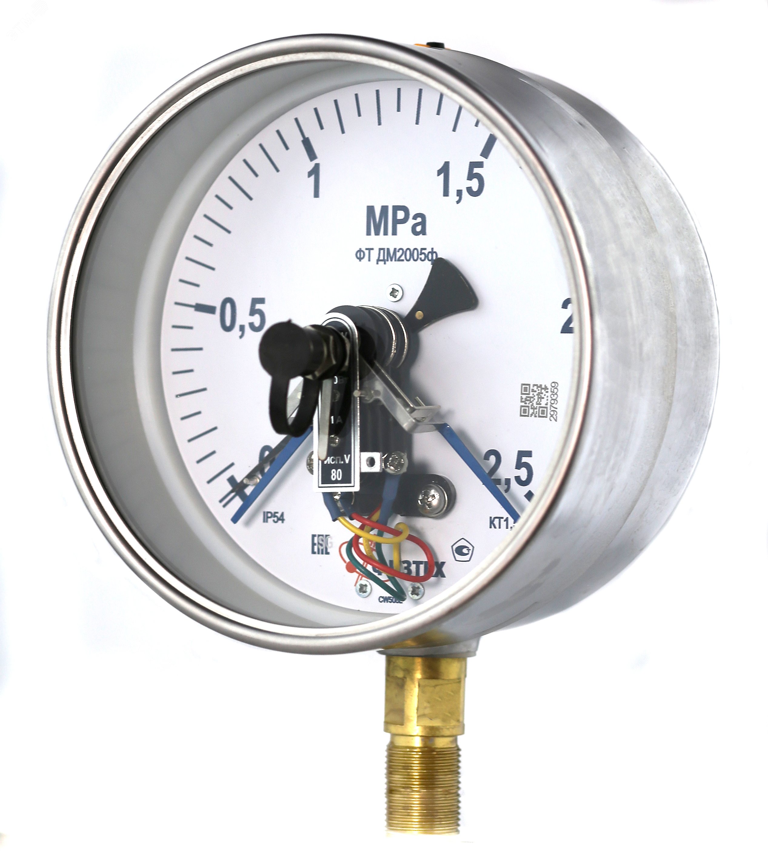Изображение товара Электроконтактный пылевлагозащищенный манометр ДМ2005ф 25 бар IP54 M20 х 1.5