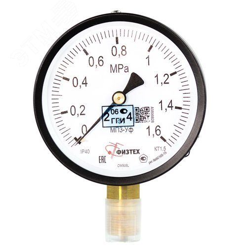 Изображение товара Манометр общетехнический МП3-Уф 0-1.6 МПа кт.1.5 d.100 IP40 M20*1.5 РШ (шт)