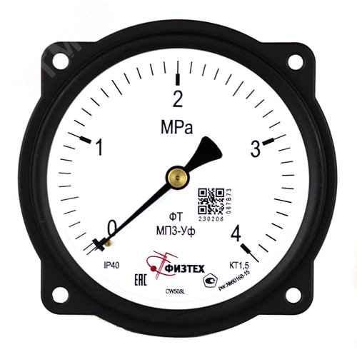Изображение товара Манометр общетехнический МП3-Уф 0-4 МПа кт.1.5 d.100 IP40 M20*1.5 ОШ ФлП (шт)