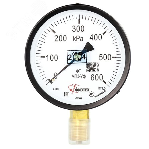 Изображение товара Манометр общетехнический МП3-Уф 0-600 кПа кт.1.5 d.100 IP40 M20*1.5 РШ (шт)