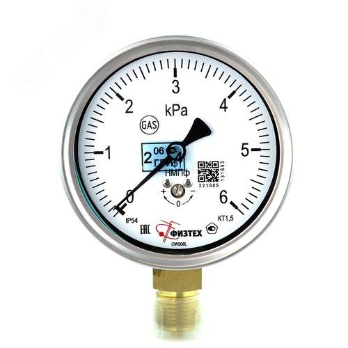 Изображение товара Напоромер (манометр низкого давления) НМПф 0-6 кПа кт.1.5 d.100 IP54 M20*1.5 РШ (шт)
