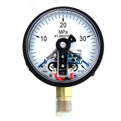 Изображение товара Манометр электроконтактный ДМ2010ф исп V 0-40 МПа кт.1.5 d.100 IP40 M20*1.5 РШ (шт)