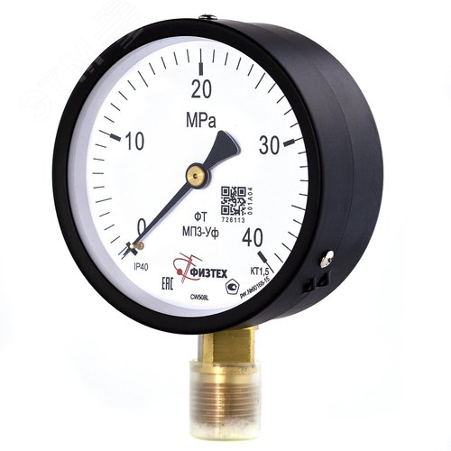 Изображение товара Манометр общетехнический МП3-Уф 0-40 МПа кт.1.5 d.100 IP40 M20*1.5 РШ (шт)