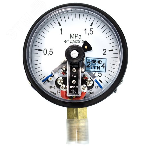 Изображение товара Манометр электроконтактный ДМ2010ф исп V 0-2.5 МПа кт.1.5 d.100 IP40 M20*1.5 РШ (шт)