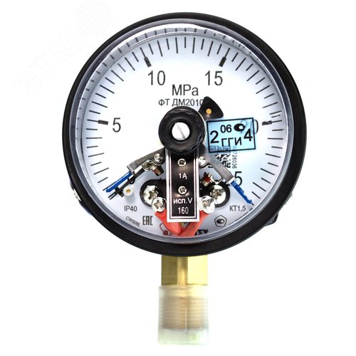 Изображение товара Манометр электроконтактный ДМ2010ф исп V 0-25 МПа кт.1.5 d.100 IP40 M20*1.5 РШ (шт)