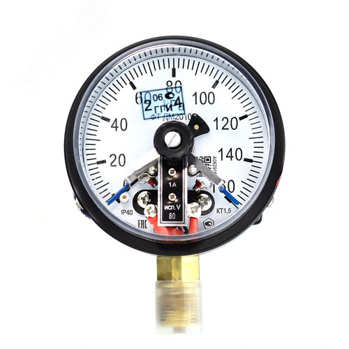 Изображение товара Манометр электроконтактный ДМ2010ф исп V 0-160 кПа кт.1.5 d.100 IP40 M20*1.5 РШ (шт)